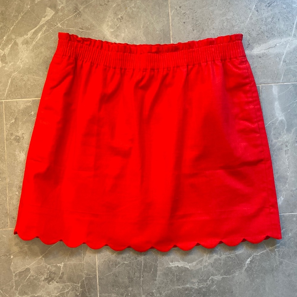J Crew red linen skirt. Size 14.